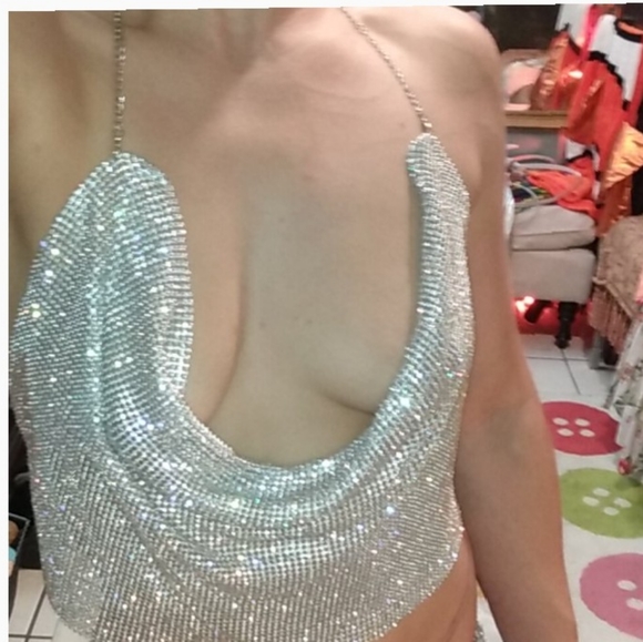 Sparkling Diamonds & Metal Chainlink 2 Piece Set - Picture 5 of 9